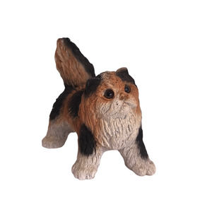 Vintage Stone Critters Calico Cat Figurine 4"x 4" Hand  Painted Resin